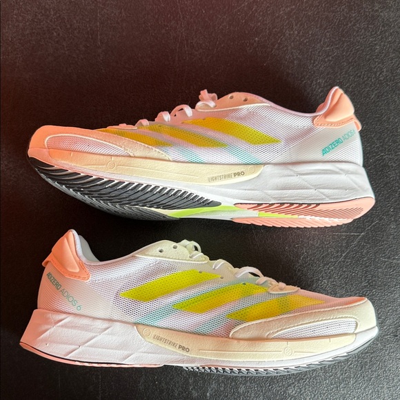 Adidas Adizero Adios 6 'White Pulse Lime' Women’s Size 10 - Picture 1 of 5